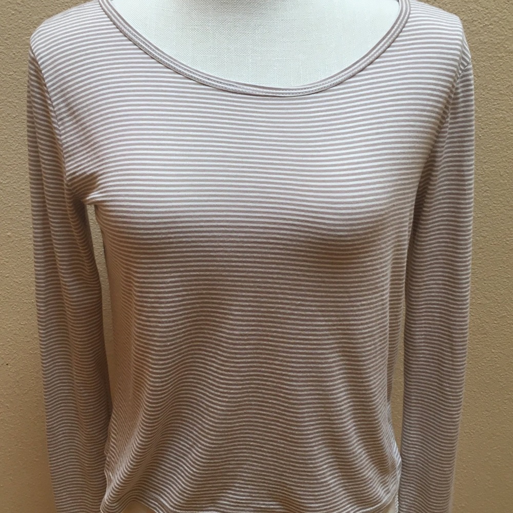 Brown & White Striped Top, Sz S